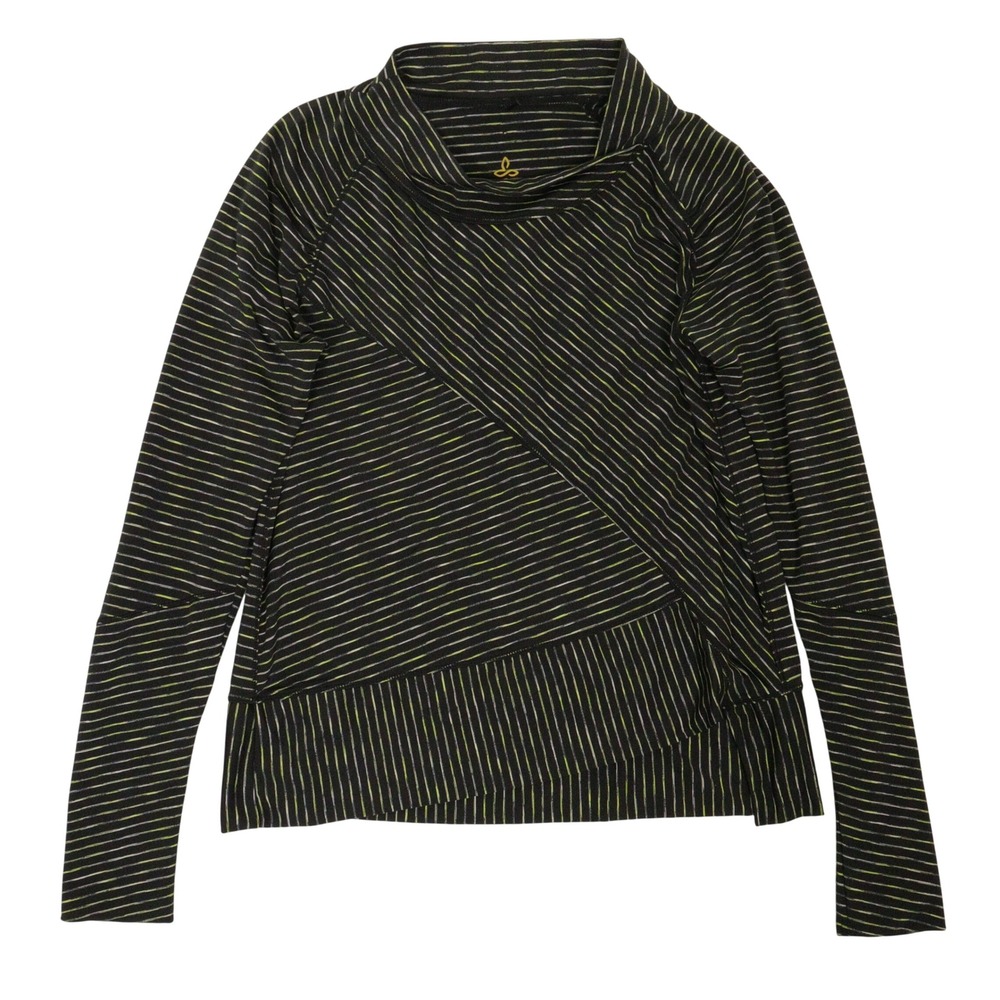 Prana Top Performance Moisture Wick High Neck Long Sleeve Black Hiking Women XS